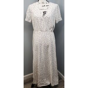 White Label Maxi Dress Womens 10 Multi Lined Floral Stretch Silk Jacquard Frill